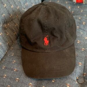 Polo by Ralph Lauren Black Hat with Red Logo